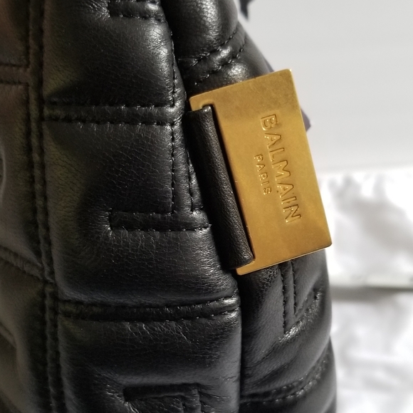 Balmain Mini Pillow Monogram Quilted Leather Hobo Bag Black - Picture 5 of 10